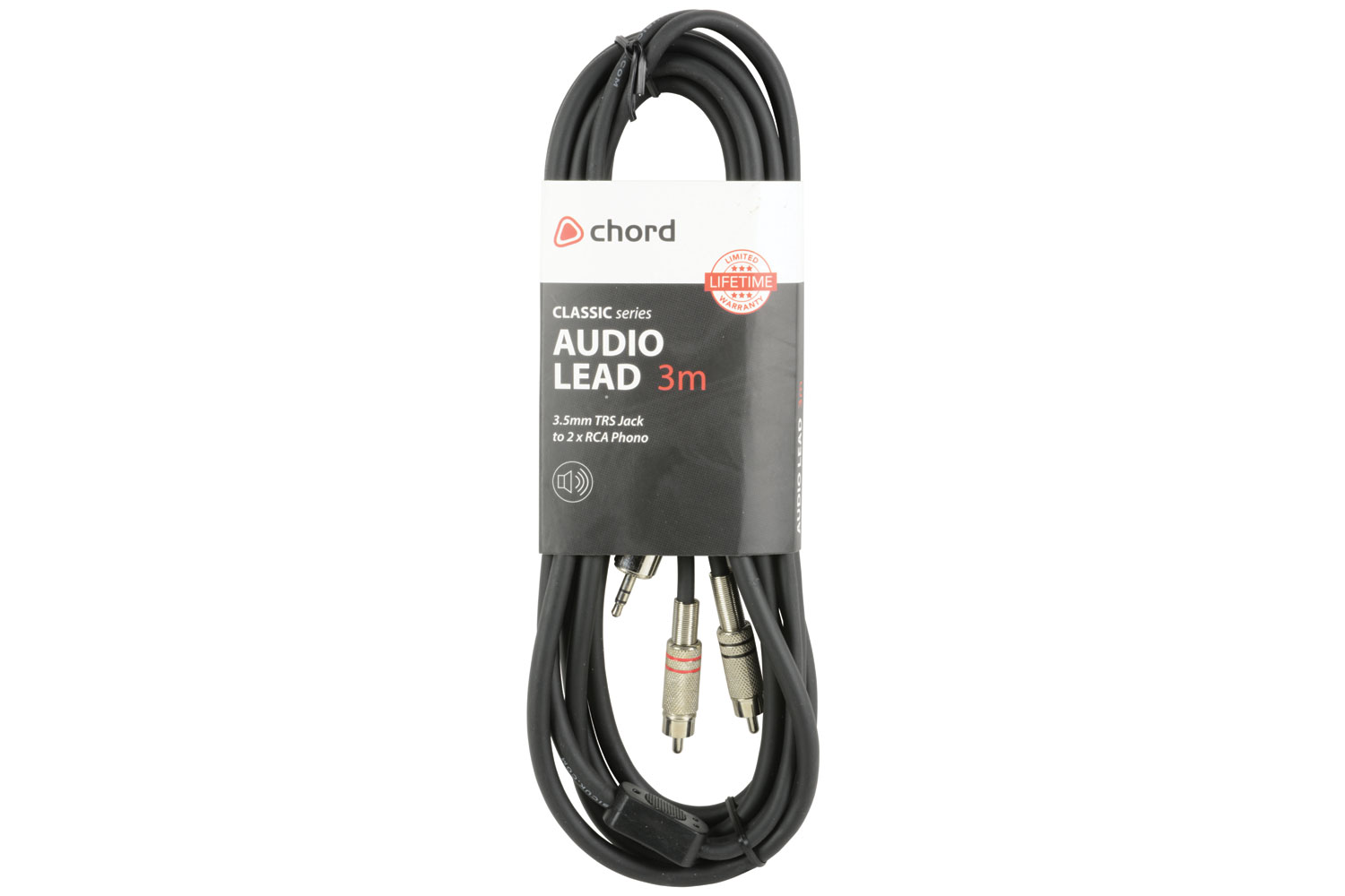 Citronic/Chord 3.5mm Stereo Mini Jack to 2 x RCA Plugs 3m 3 Citronic/Chord 3.5mm Stereo Mini Jack to 2 x RCA Plugs 3m