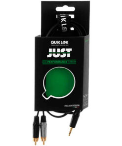 QuikLok 'JUST' 3.5mm Stereo Mini Jack to 2 x Phono (RCA) Plugs 6.5ft/2m Black