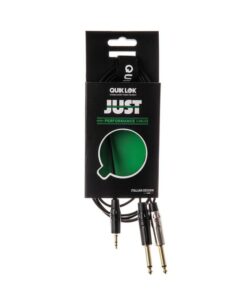 QuikLok 'JUST' 3.5mm Stereo Mini Jack to 2 x 6.3mm (1/4″) Mono Jack Plugs 6.5ft/2m