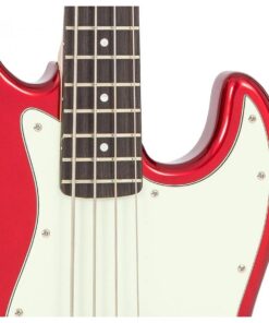 Vintage VJ74 Reissued Jazz Electric Bass Guitar Candy Apple Red - Image 4