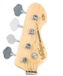 Vintage VJ74 Reissued Jazz Electric Bass Guitar Candy Apple Red - Image 7