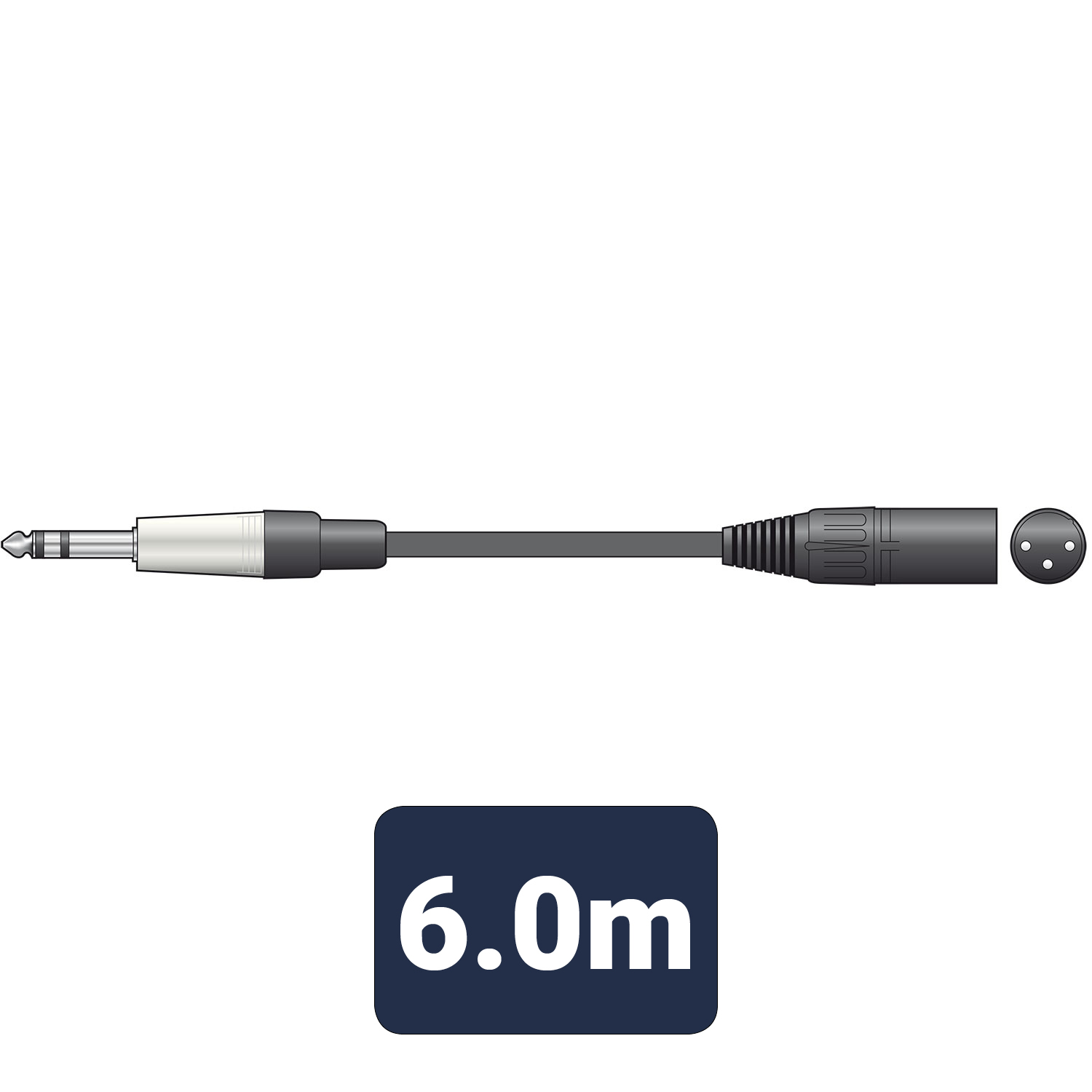 Citronic 6.3mm (1/4") Stereo (TRS) Jack Plug to XLR Male Plug 20ft/6m Black 5 Citronic 6.3mm (1/4") Stereo (TRS) Jack Plug to XLR Male Plug 20ft/6m Black - Image 3