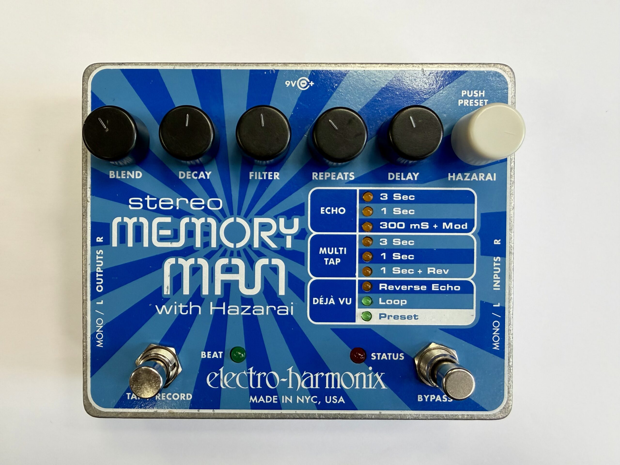 Electro Harmonix Stereo Memory Man with Hazarai Effects Pedal 4 Electro Harmonix Stereo Memory Man with Hazarai Effects Pedal - Image 2